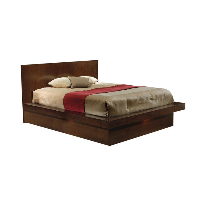 Jessica Queen Platform Bed with Rail Seating Cappuccino