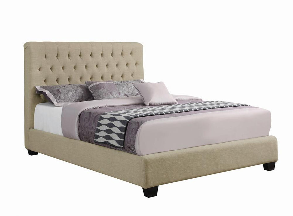 Chloe Tufted Upholstered Full Bed Oatmeal