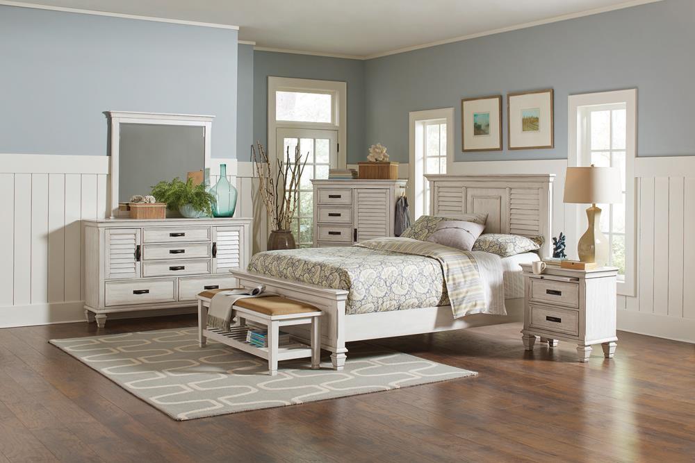 Franco Queen Panel Bed Antique White