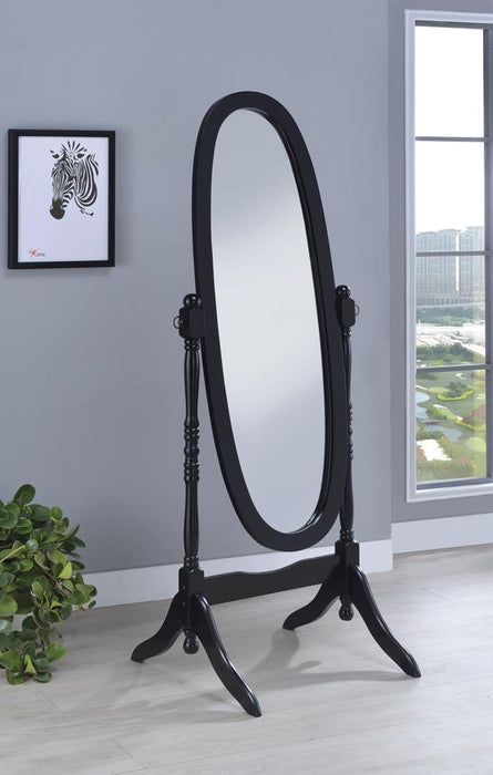 Cabot Rectangular Cheval Mirror with Arched Top Black