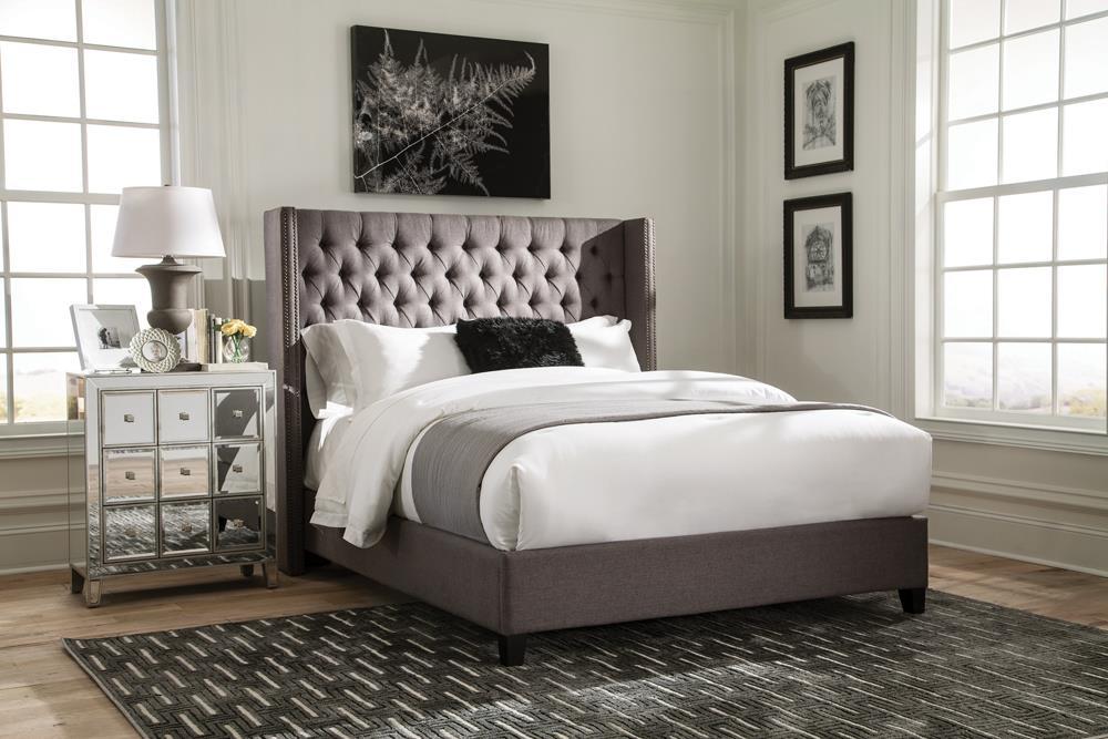 Bancroft Demi-wing Upholstered Full Bed Grey