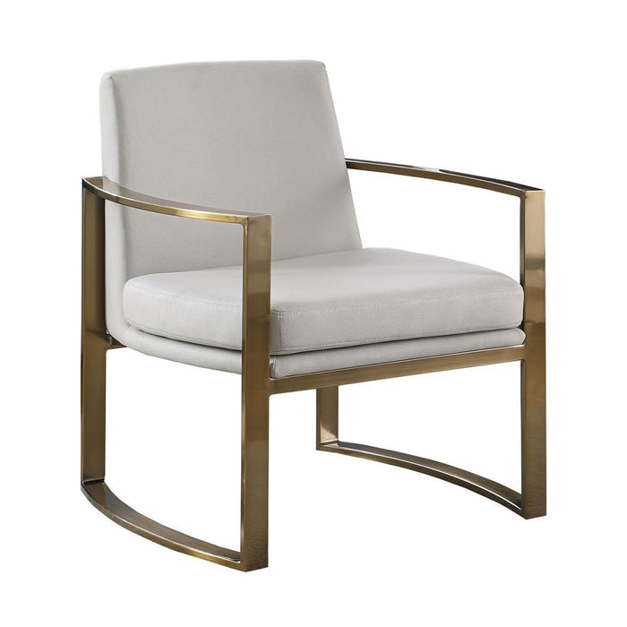 Cory Concave Metal Arm Accent Chair Cream and Bronze