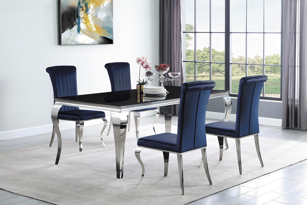 Betty Upholstered Side Chairs Ink Blue and Chrome (Set of 4)