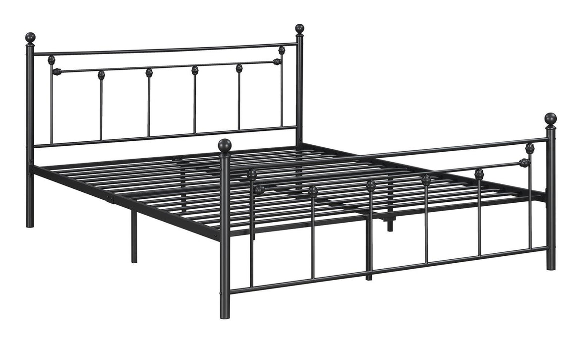 Canon Queen Metal Slatted Headboard Platform Bed - Gunmetal