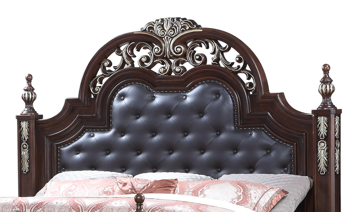 Rosanna Traditional Style Queen Bed in Cherry finish Wood