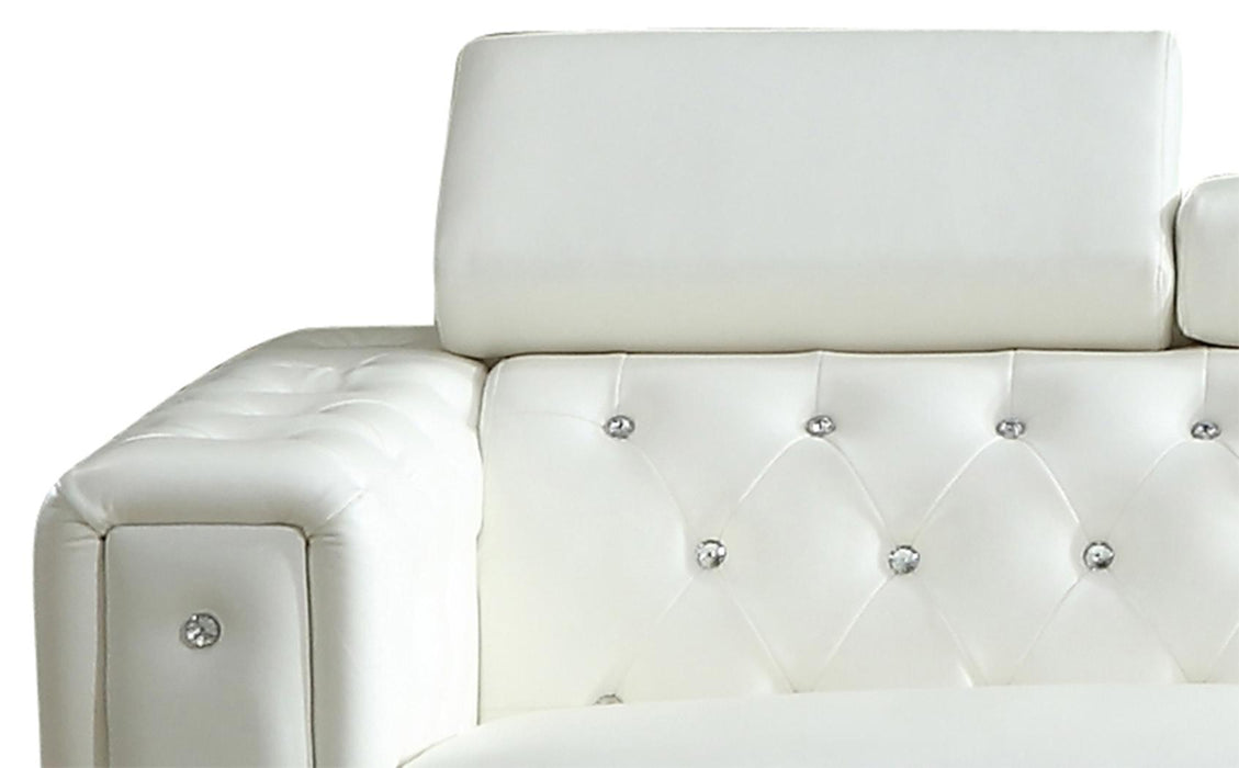 Charlise Modern Style White Sofa in Faux Leather