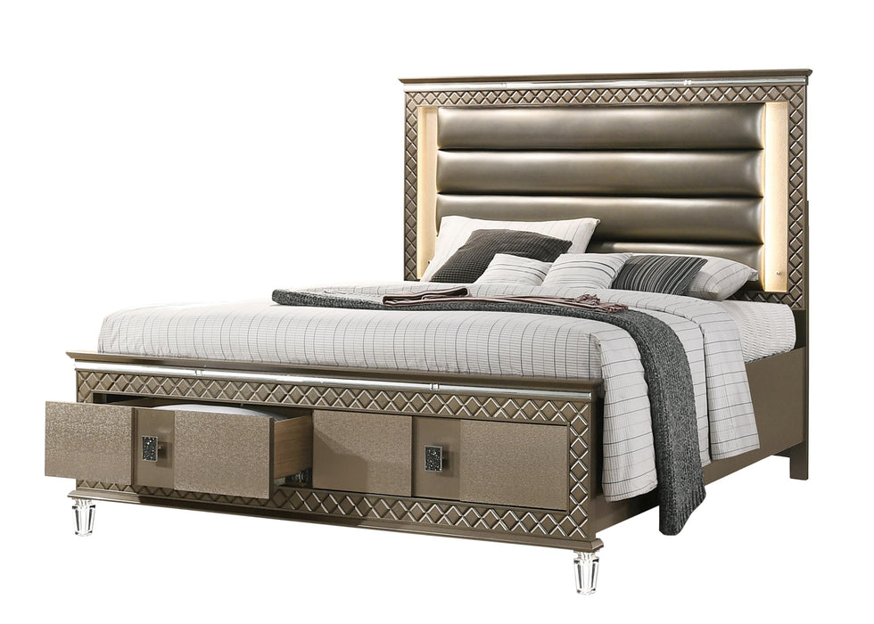 Coral Contemporary Style Queen Bed in Bronze finish Wood image