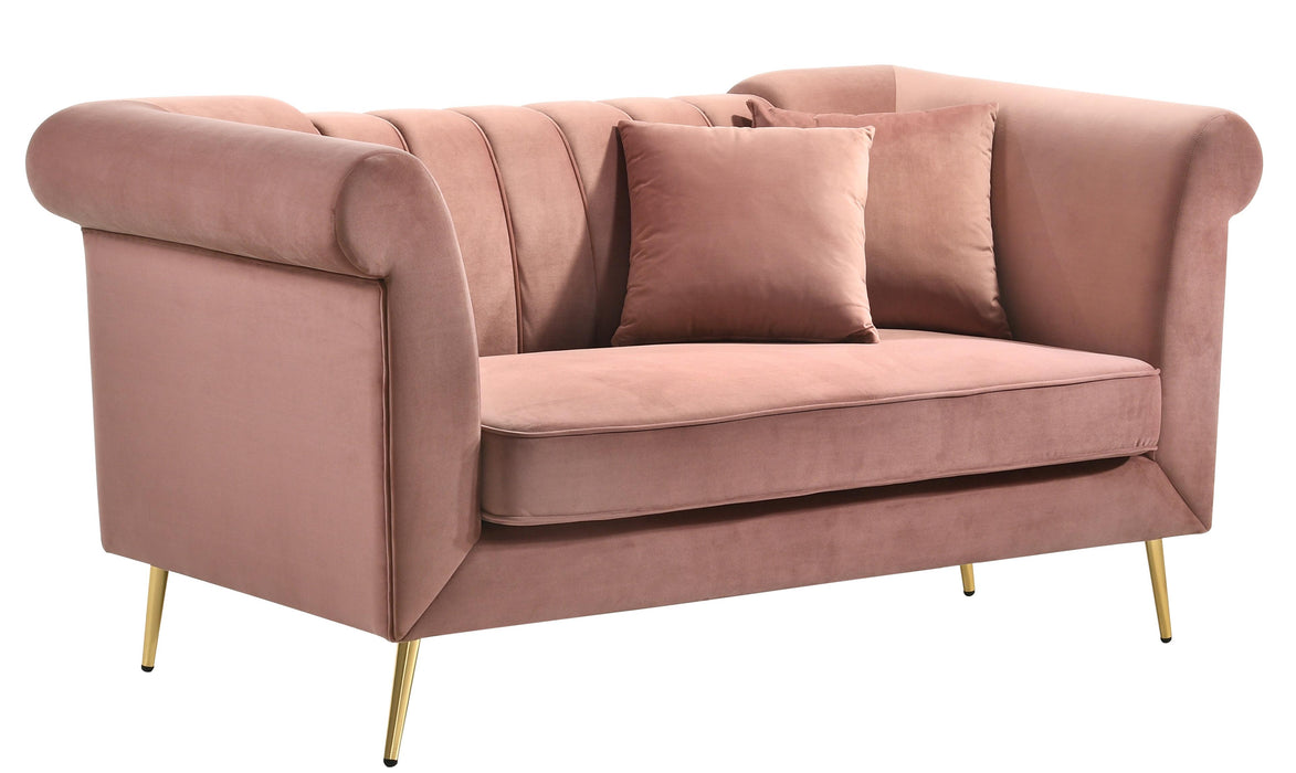 Lexington Transitional Style Coral Loveseat with Gold Finish image