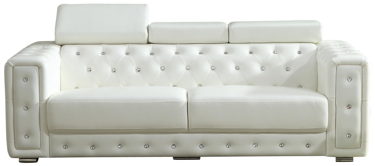 Charlise Modern Style White Sofa in Faux Leather image