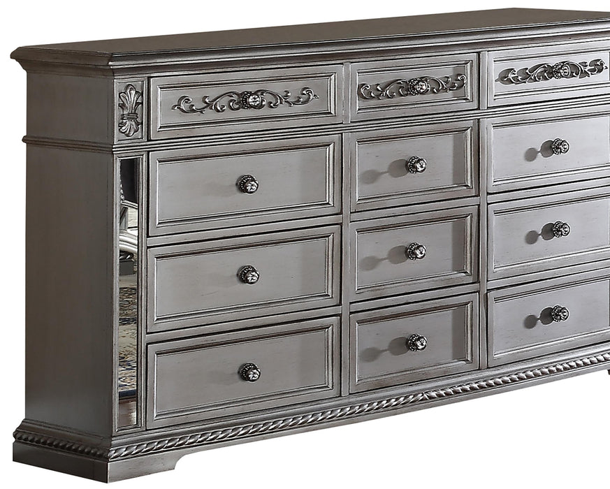 Pamela Transitional Style Dresser in Silver finish Wood