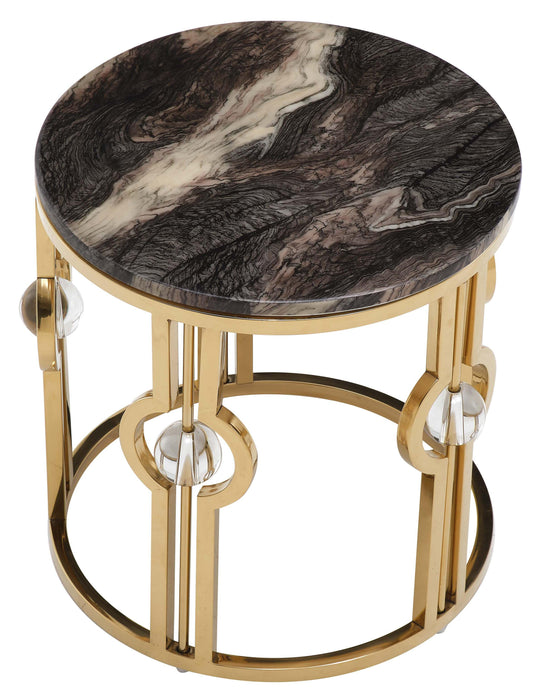 Fallon Modern Style Marble End Table with Metal Base