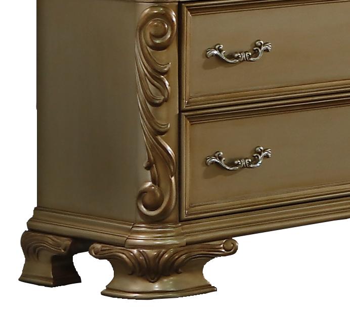 Miranda Transitional Style Dresser in Gold finish Wood