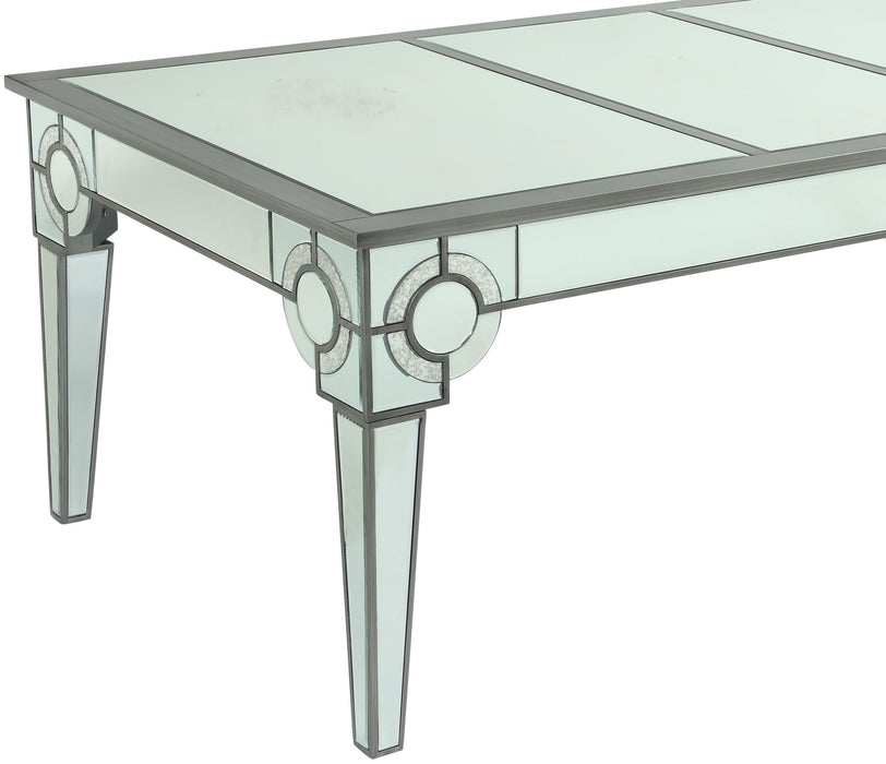 Zoe Modern Style Glass DiningTable with Silver fiinish