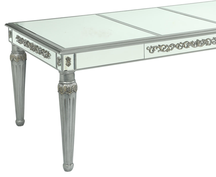 Queen Gold Modern Style Dining Table in Silver finish Wood