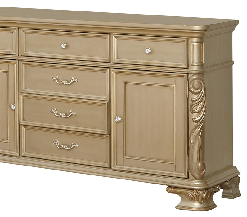 Miranda Transitional Style Dining Buffet in Gold finish Wood