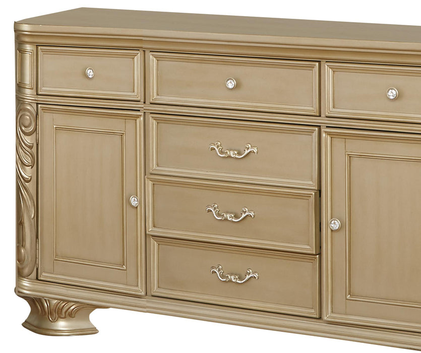 Miranda Transitional Style Dining Buffet in Gold finish Wood