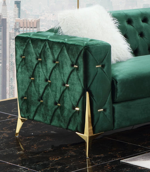 Emerald Modern Style Green Chair in Gold finish image