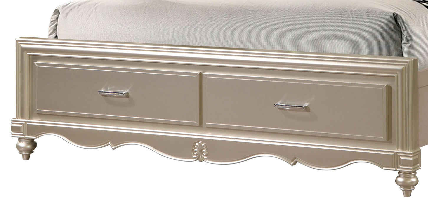 Faisal Transitional Style King Bed in Champagne finish Wood