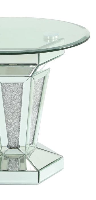 Diva Modern Style Glass End Table with Silver fiinish