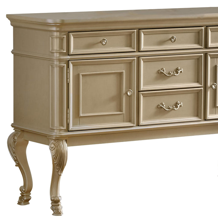 Miranda Transitional Style Dining Server in Gold finish Wood