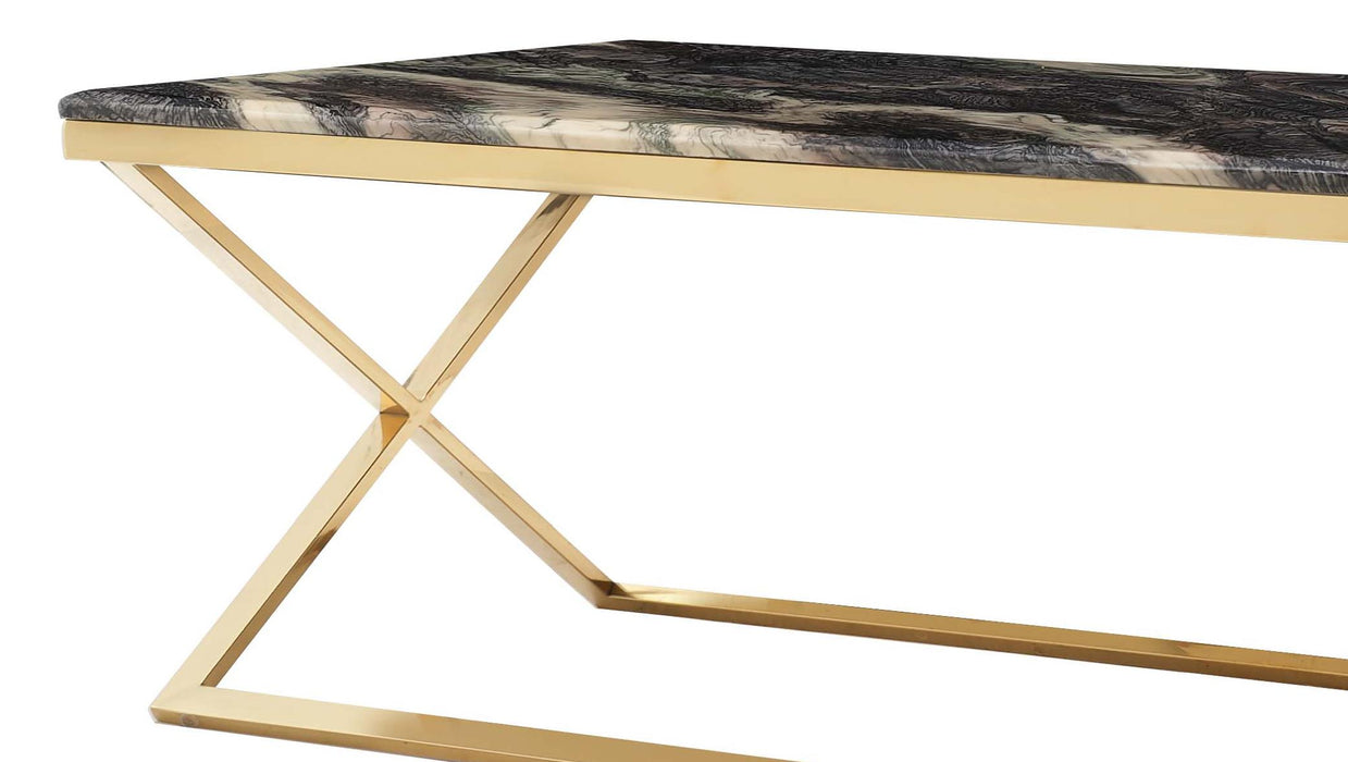 Ara Modern Style Marble Coffee Table with Metal Base