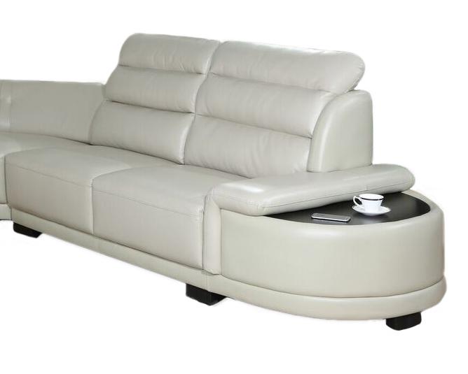 Orchid White Sectional in Faux Leather