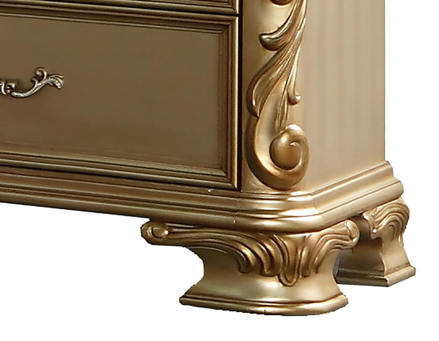 Miranda Transitional Style Nightstand in Gold finish Wood