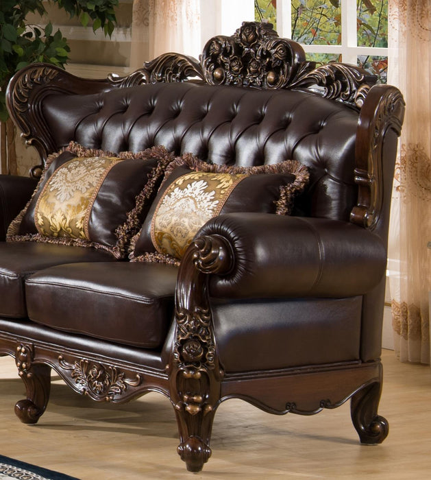 Vanessa Traditional Style Loveseat in Walnut finish Wood