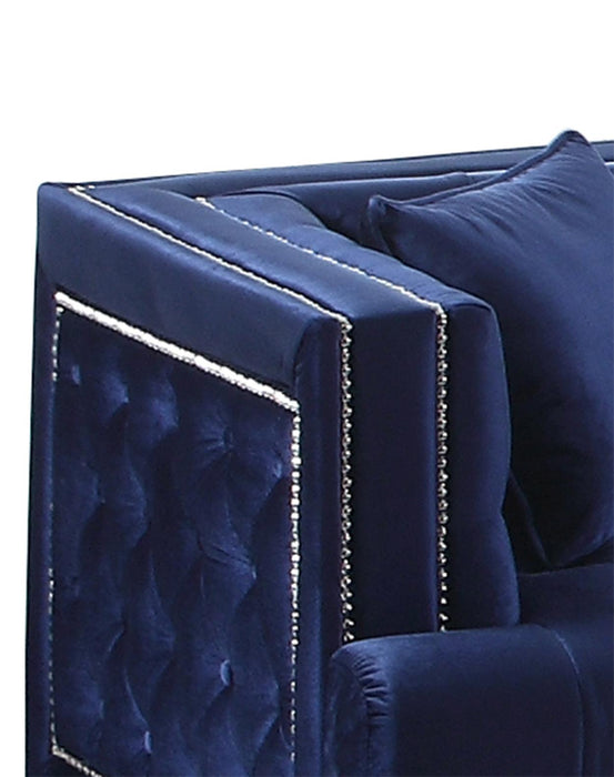 Kendel Blue Modern Style Navy Sofa with Acrylic Legs