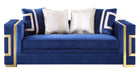 Lawrence Modern Style Navy Loveseat with Gold Finish image