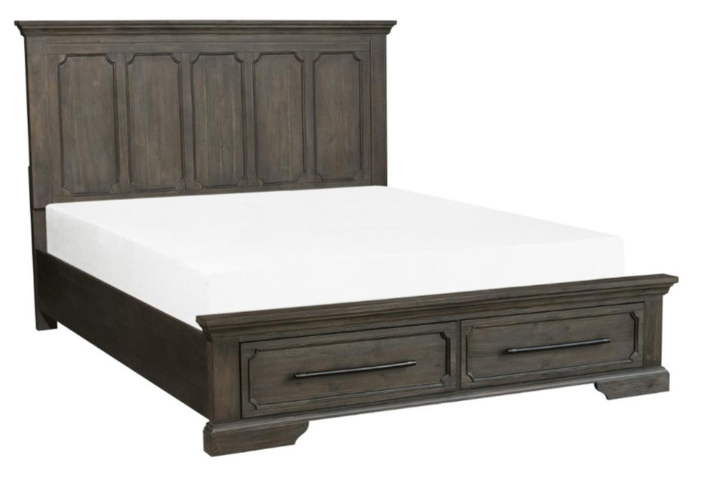 Taulon King Platform Bed with Footboard Storage in Dark Oak 5438K-1EK*