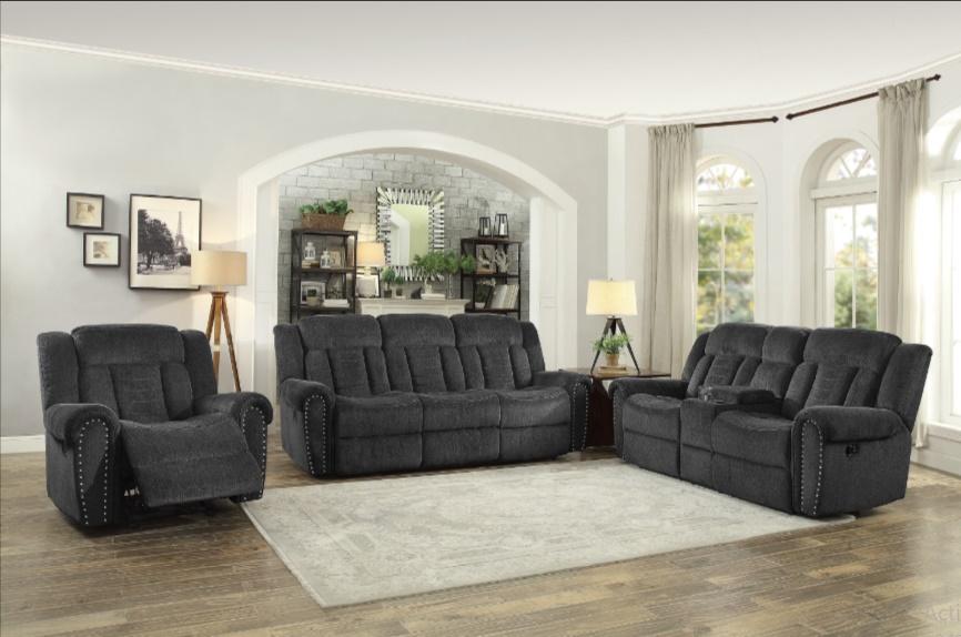 Nutmeg Double Reclining Sofa in Charcoal Gray 9901CC-3