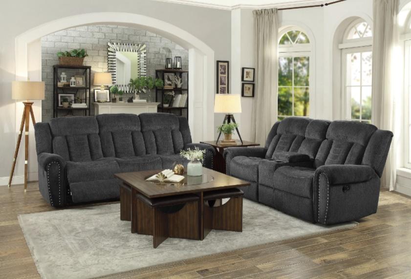 Nutmeg Double Reclining Sofa in Charcoal Gray 9901CC-3