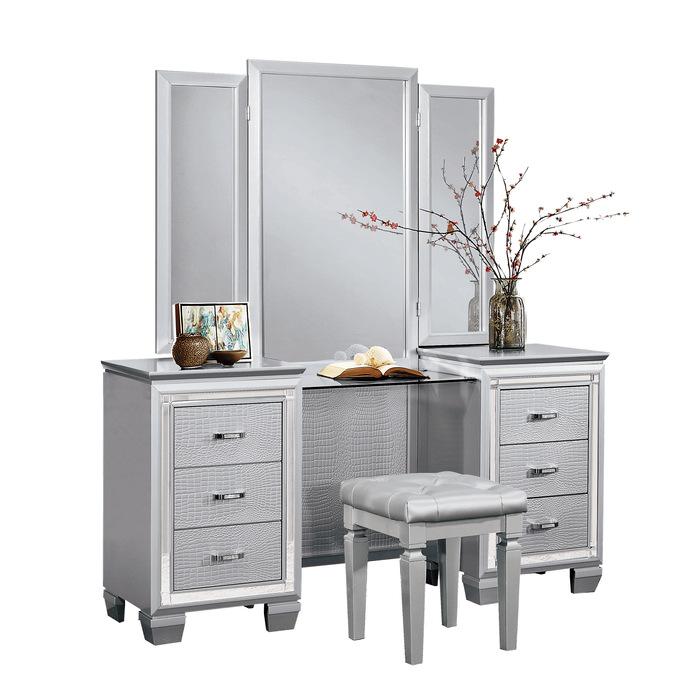 Allura Vanity Dresser with Mirror in Silver 1916-15* image