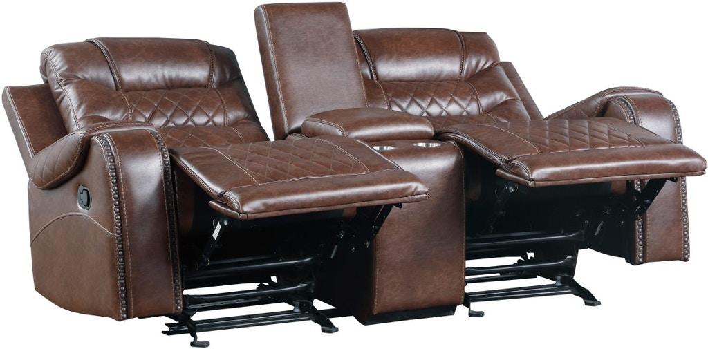 Putnam Double Glider Reclining Loveseat in Brown 9405BR-2