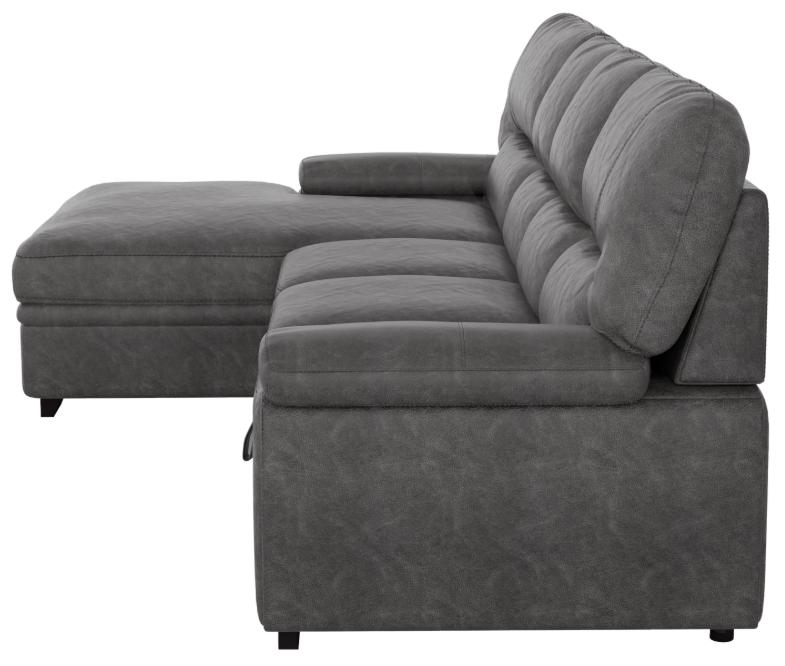 Michigan Sectional with Pull Out Bed and Left Chaise in Dark Gray 9407DG*2LC3R