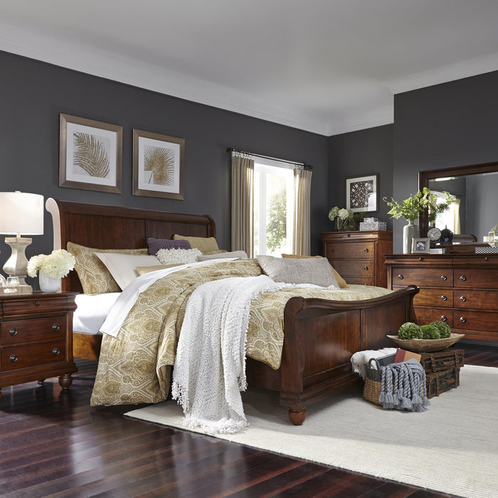 Rustic Traditions King California Sleigh Bed, Dresser & Mirror, Chest, Nightstand image