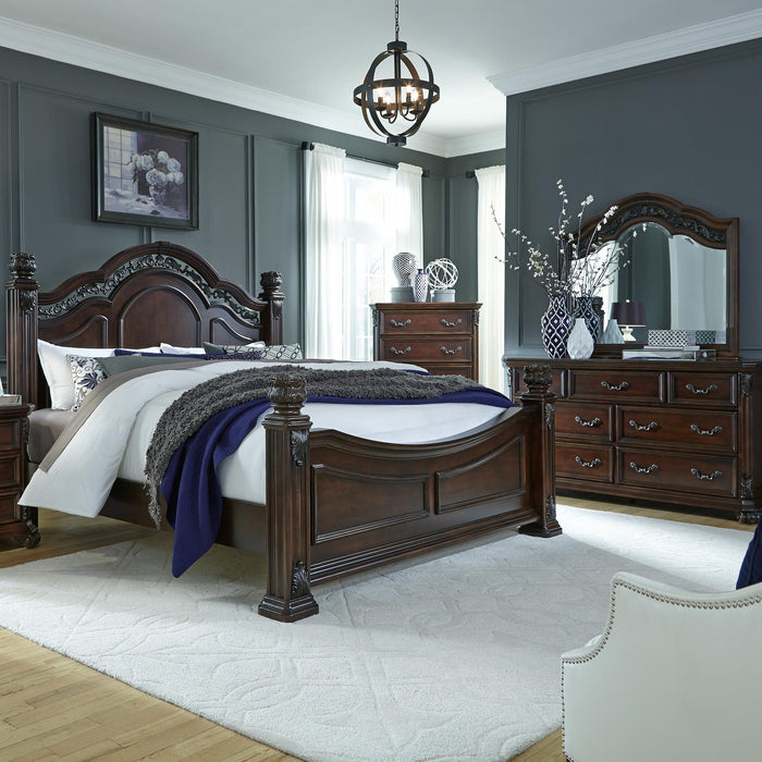 Messina Estates King Poster Bed, Dresser & Mirror image